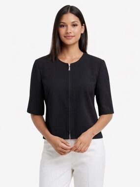 KGR Nordstrom Black Zip Jacket Petite 8 Luxe Minimalist